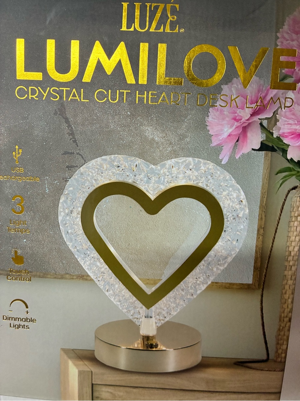 Crystal Heart dimmable lamp
